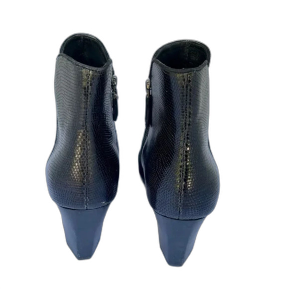 Eileen Fisher Black Lizard Embossed Leather Suede Zip Ankle Boots Sz 8.5 - Picture 8 of 12